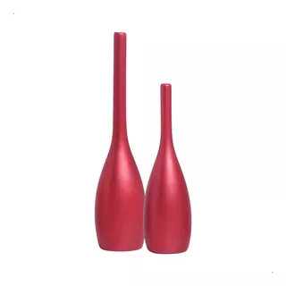 Dupla De Vasos Decorativos Garrafas Tulipa Vermelho Candy