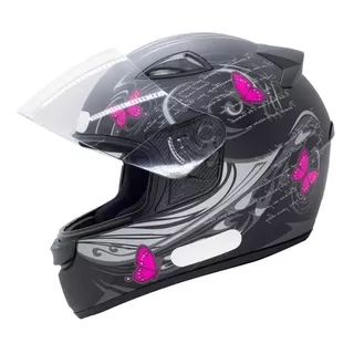 Capacete Moto Ebf New Spark Fechado Borboleta Preto E Rosa