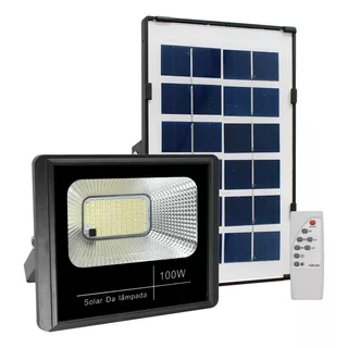 Refletor Solar Led Holofote 100w Placa Bateria Prova Dágua