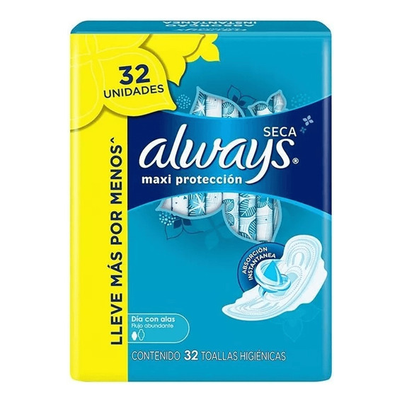 Toallas Higiénicas Always Maxi Protección Seca 32 Unidades