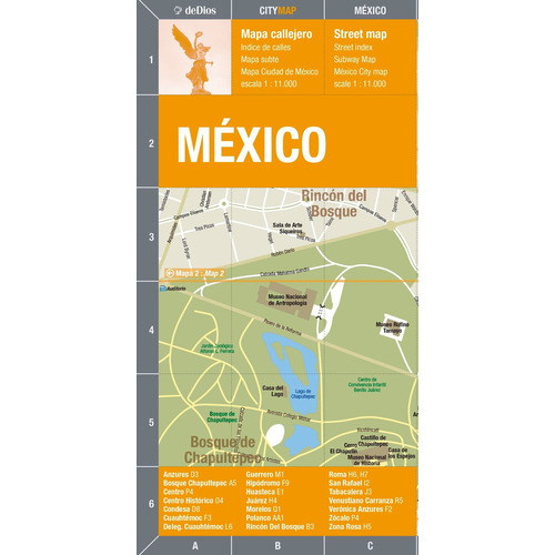 MEXICO CITY MAP - SEGUNDA EDICION, de Julián de Dios. Editorial DeDios, tapa blanda en español/inglés, 2022