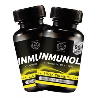 2 Inmunol (vitamina C+ D3+ E+ Zinc) Pack Premium Sabor 2 Frascos (180 Caps)