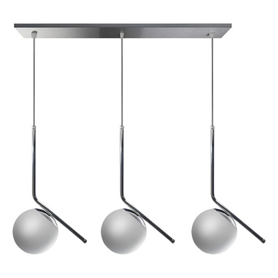 Colgante 3 Luces Ballon Cromo Y Vidrio Opal Apto Led E27 