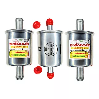 3 Filtros Gnv 12mm Troiagas Metal 5a Geração 6a Oleo Kit Gas