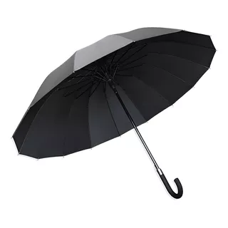 Paraguas De Lluvia Paraguas 16 Varillas Plegable Automatico Color Negro Diseño De La Tela Liso