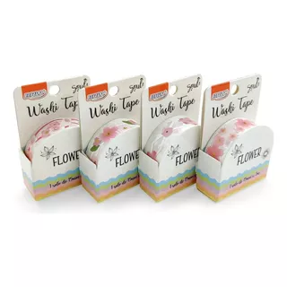 Washi Tape Flor 15mmx3m Bolsa X4 Blisters Brw Color Rosa Soul