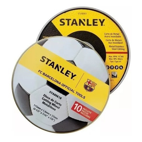 Disco De Corte De Metal 4 1/2 Stanley 10 Unidades E.o Color Amarillo/Negro