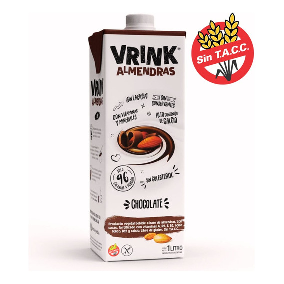 Bebida Leche De Almendras Chocolatada  Sin Tacc X 1 Lt Vrink