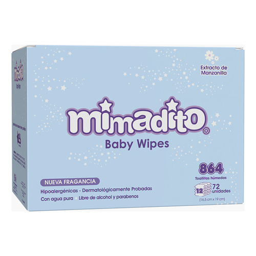 Caja 12 Toallas Húmedas Para Bebe Premium Mimadito x72