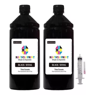 2 Refil 500ml Tinta Black Compatível Epson L3250 L3210 L3150