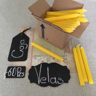 Velas Largas - Color Amarillo I Caja De 60 Piezas