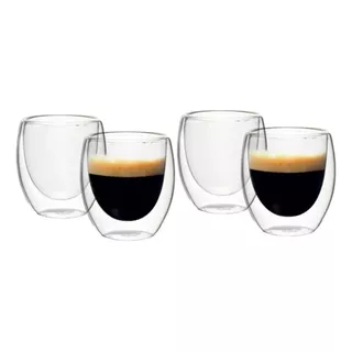 Easyware Premium Set 4 Vasos Doble Pared 80ml Espresso Color Vidrio