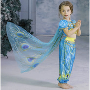 Fantasia Infantil Com Voal Princesa Jasmine Aladdin Carnaval