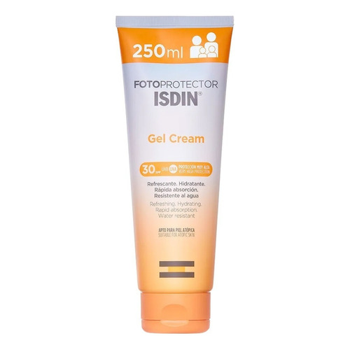 Isdin spf 30 250 ml fotoprotector gel crema protector solar piel sensible rostro y cuerpo