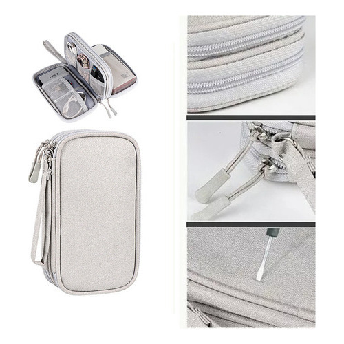 Estuche Cargador Usb Organizador Bolsa De Cables Impermeable Color Gris