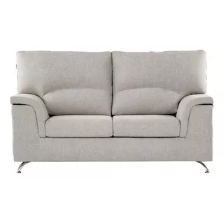 Sillón Sofá De Living 2 Cuerpos Chenille Ecocuero - Panama Color Gris