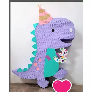 Piñata De Cumpleaños Y Fiestas Dinosaurio Bebe Lila