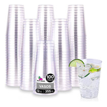 100 Copas De Plástico Berry Bloom Resistente Premium Transparentes Vasos Elegantes Desechables Para Fiestas, Bodas, Postre, Cócteles, Vino (12 Onzas)