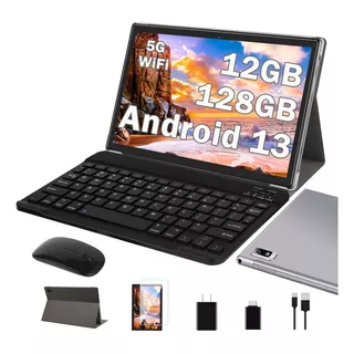 Tablet 10.1'' Android 13 12+128gb Con Teclado 5g Wifi Gris