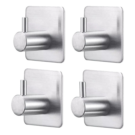 Gancho Perchero Multiuso Metálico Adhesivo 3m Baño Cocina X4 Color Plateado