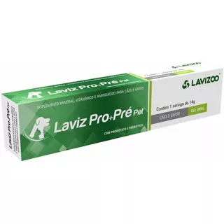 Laviz Pro-pré Probiótico E Prebiótico Cães Gatos Lavizoo 14g
