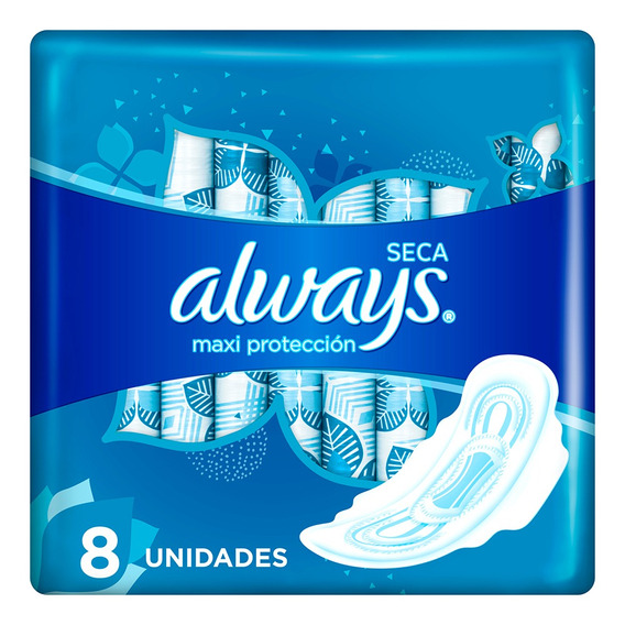 Toallitas femeninas Always Seca Maxi Protección con alas 8 u