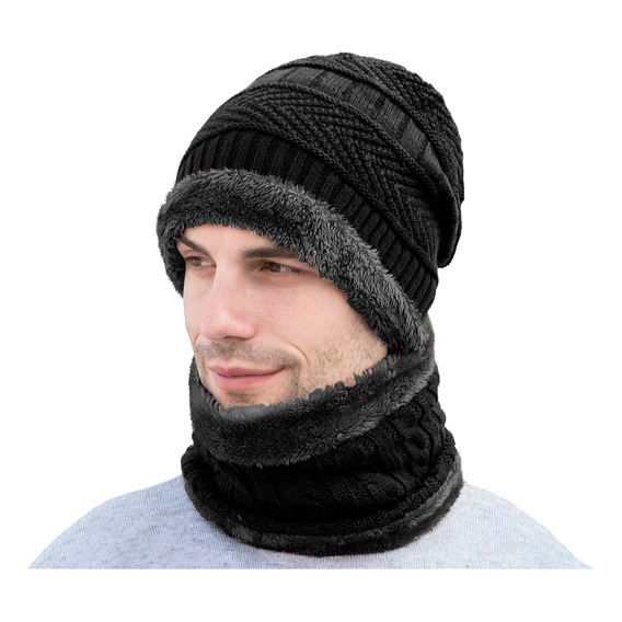 Set Gorro Bufanda Conjunto Para Frio Invierno Unisex Tejido