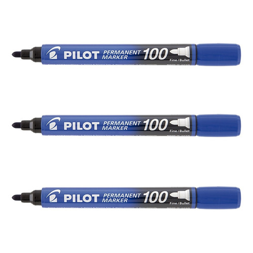Rotulador permanente Kit 3 Pilot Sca-100 con punta redonda, color azul
