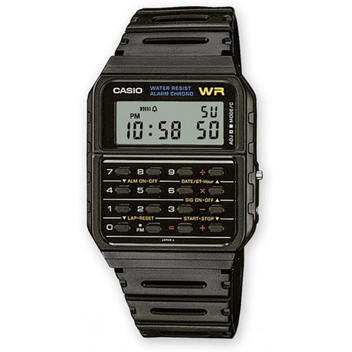 Reloj Casio Hombre Ca-53w-1z Malla Negro Bisel Negro Fondo Gris