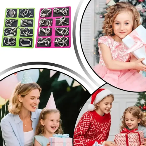 16 Puzzles De Metal Entrelazados 3D | Juego De Lógica Para Adultos Y Niños