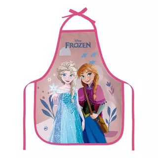 Avental Escolar Infantil Personagem Frozen Em Plástico Cor Rosa Desenho Do Tecido Frozen ( Modelo 1 )