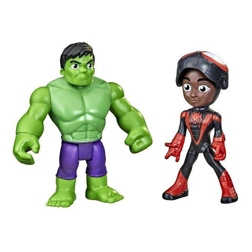 Figura Marvel Spidey Set Doble Héroe Miles Morales Y Hulk