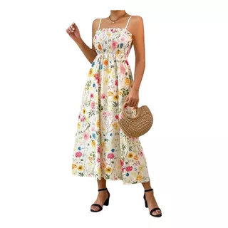 Vestido Floral Elasticado Talla M Pel