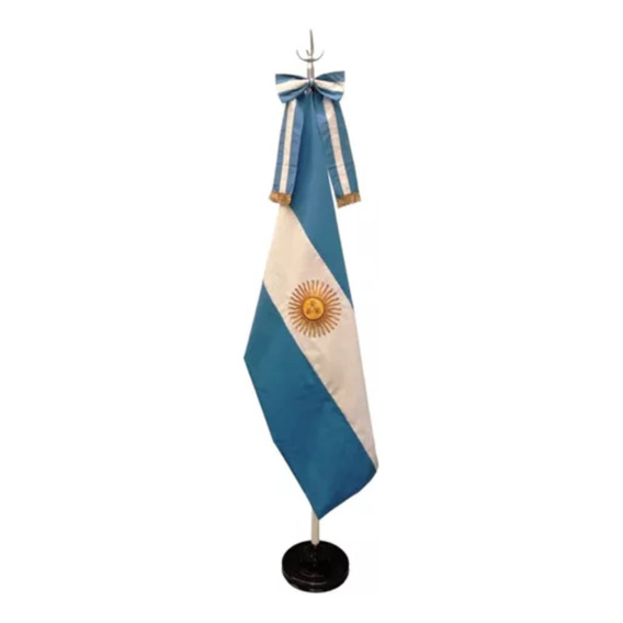 Combo Doble Sol Argentina Bandera C/ Base-asta-moño Oficial