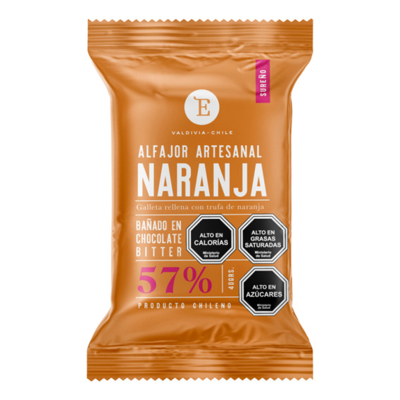 Alfajor Artesanal Naranja Bitter Entrelagos 24x40gr