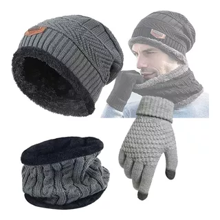 Bufanda+gorro+guantes Unisex Para Invierno,suave Y Cálido