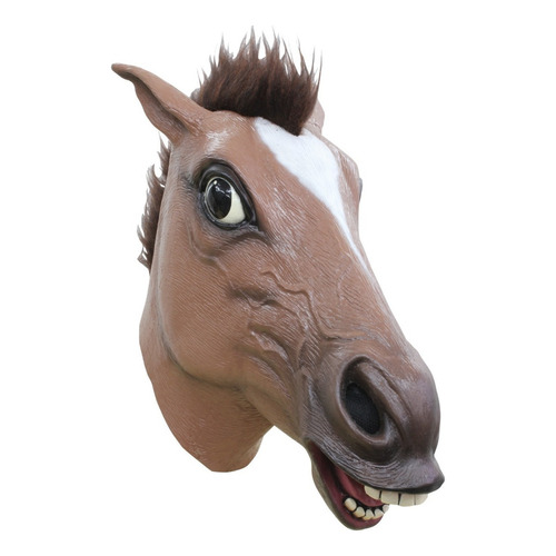 Máscara De Animal Caballo Café Halloween Disfraz Látex Color Multicolor Brown Horse