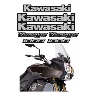 Kit Emblema Adesivo Compatível Kawasaki Versys - Preta Vrs13 Cor Kawasaki Versys 1000 - Prata