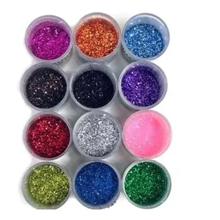 12 Cores De Glitter Purpurina Com Brilho Escolar, Artesanato