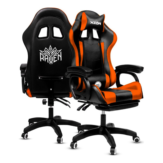 Silla Gamer Raven Ergonómica Con Masajeador Y Posapies