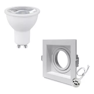 Kit 04 Spot Recuado Mr16+04 Lampada Dicroica 4,8w Mr16 2700k Cor Branco 110v/220v