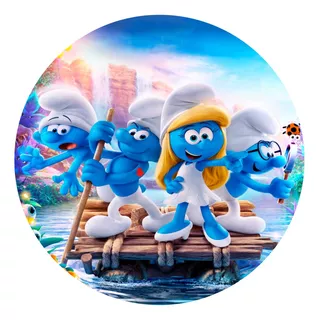 Painel Redondo Os Smurfs 1,50 X 1,50 Veste Fácil C/elástico