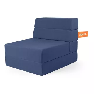 Sofa Cama Individual Agusto ® Sillon Puff Plegable Colchon Color Azul