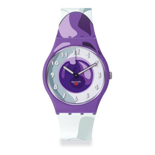 Reloj Swatch Freezer X Swatch Dragonball Z Unisex Blanco Ss Color del bisel Violeta