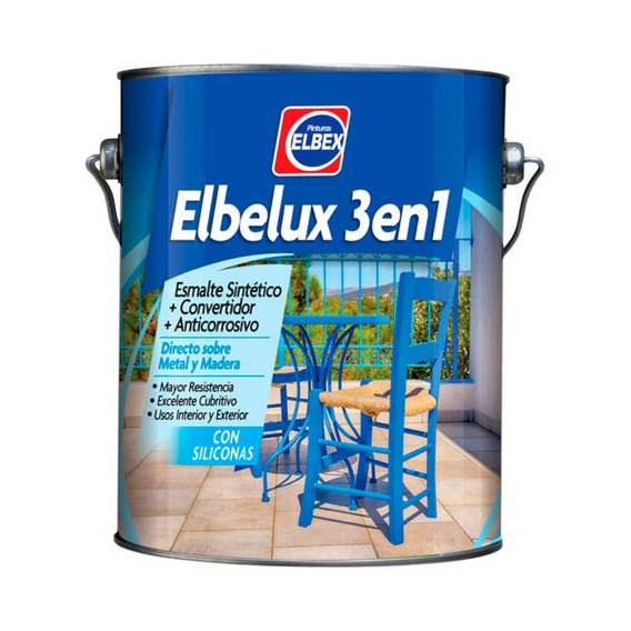 Esmalte Sintetico Elbelux 3 En 1 Brillante X 1lt Color Gris