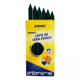 Lápis De Cera Estaca Acrilex Para Madeira Cimento Mármore Cor Verde Ref.(38764)