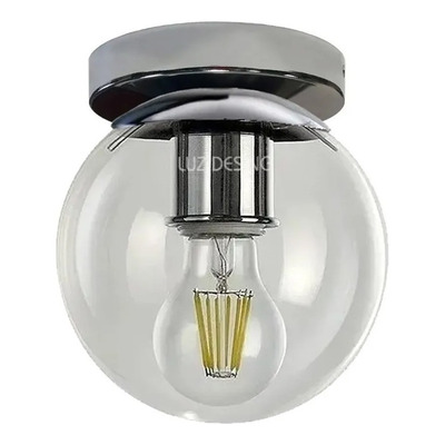 Aplique Globo Transparente 15cm Cromo Apto Led E-27 Deco 