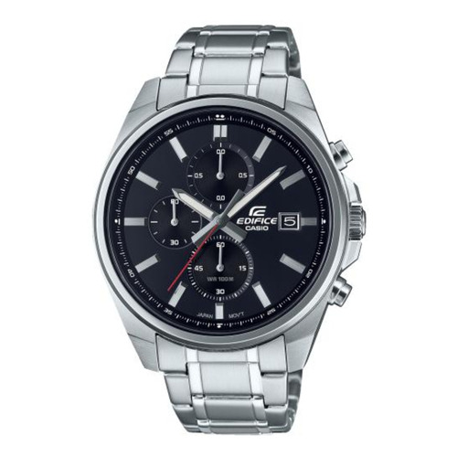 Reloj pulsera Casio EFV-610 con correa de acero inoxidable color plateado - fondo negro
