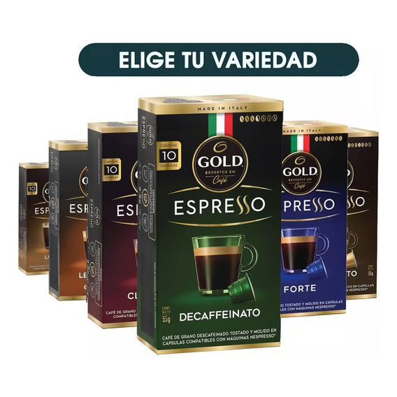 10 Capsulas Cafe De Grano Espresso Gold - Elige Tu Variedad