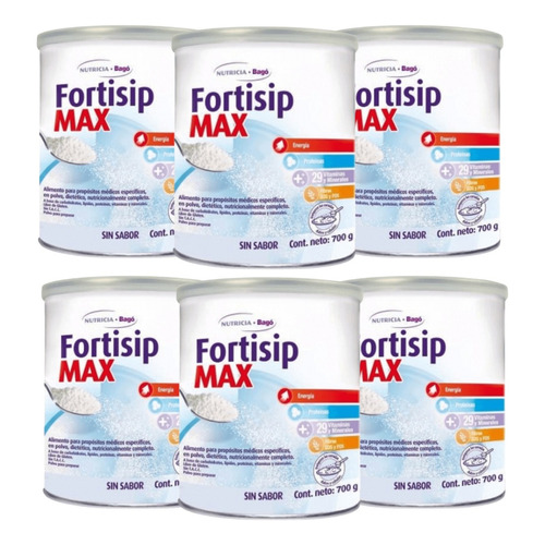 Combo X6 Fortisip Max Sabor Neutro Lata 700gr Sabor Sin Sabor